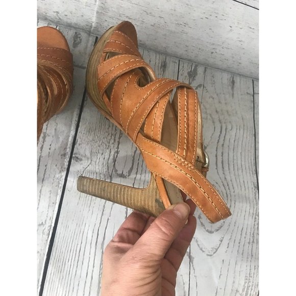 Coach Brynne Light Tan Camel Leather Strappy - Picture 5 of 9